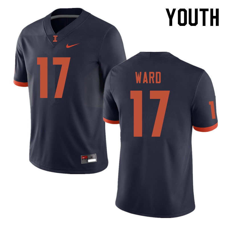 Youth #17 Jihad Ward Illinois Fighting Illini College Football Jerseys Sale-Navy